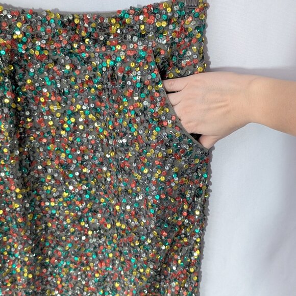 Anthropologie Sequin Pencil Skirt - Carnation Lily Lily Rose, Multicolored Sz 4 - Picture 6 of 16